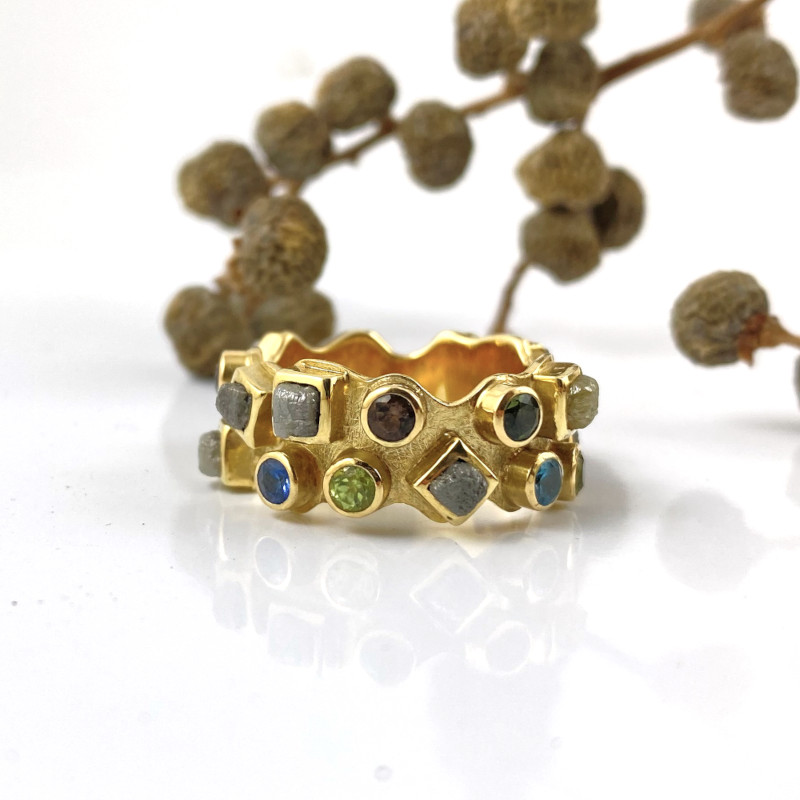 ring-geel-goud-alliance-ruwe-diamant-facet-edelstenen